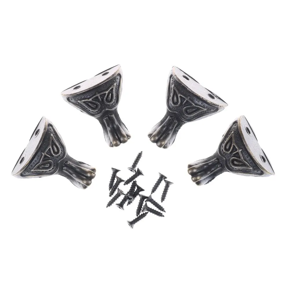 4pcs Brass Leg Corner Protector Antique Jewelry Wood Box Feet