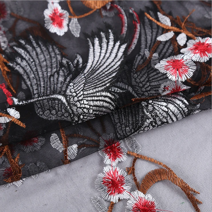 

Apparel sewing & fabric Net Yarn 3D Embroidery Chiffon Flower Lace Fabric Mesh Material Animal pattern hollow mesh lace fabric