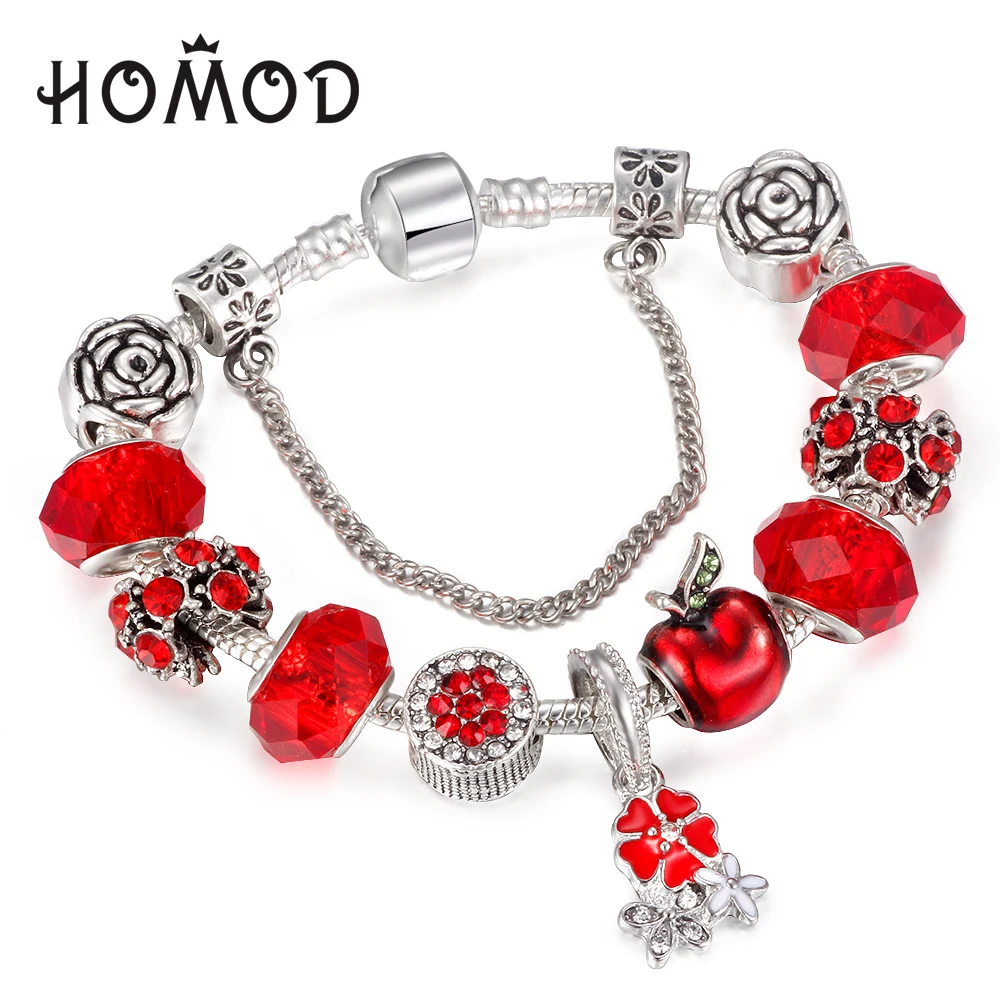 Buy HOMOD Dropshipping Red Apple Charm Bracelets with