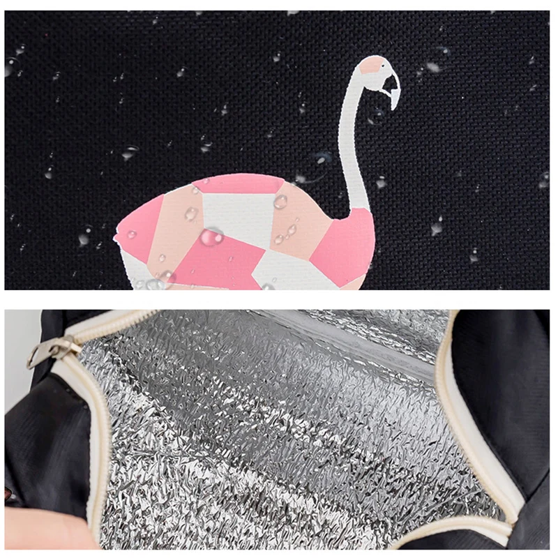 Flamingo Picnic Bag For Lunch Portable Fridge Bags Waterproof Thermal Food Warm Keeper Bag Outdoor Multifunction Insulated Tote