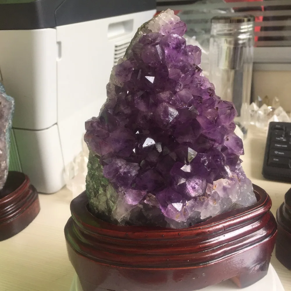 

A2--1.1kg Beautiful Quartz Crystal Purply Amethyst Geode Specimen Healing Points Specimen Quartz Crystal Feng shui Products 2019