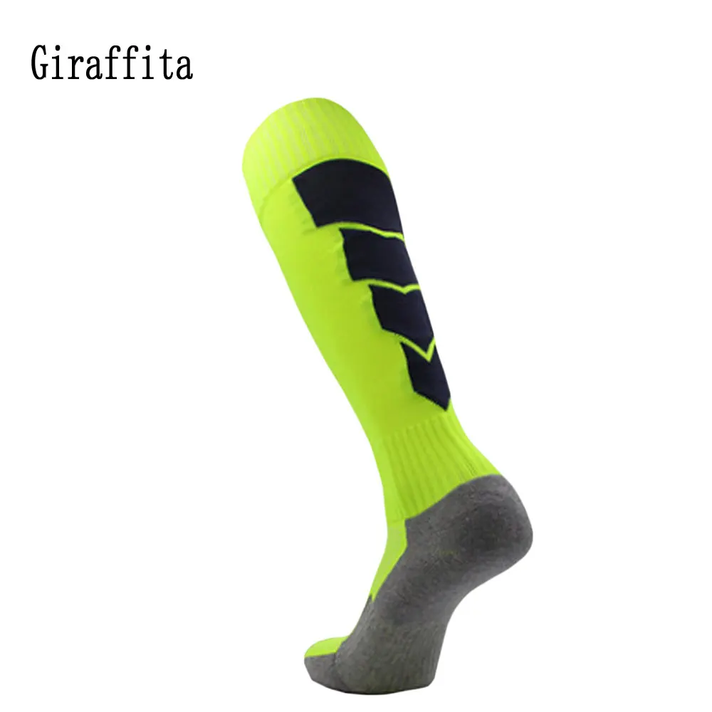 1 Pair Cotton Long Soccer Socks Non slip Sport Football Ankle Leg Shin Guard Compression