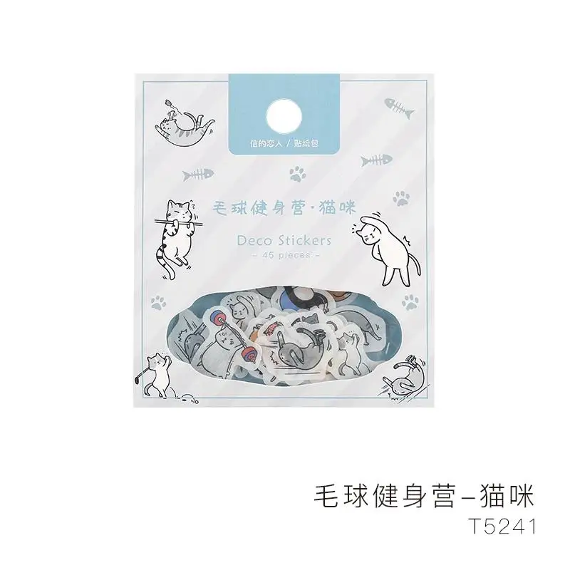 45pcs/pack Kawaii Paper Stationery Sticker Set Cute Animal Scrapbooking Diary Album Diy Craft Planner Decorative Label Sticker - Цвет: E