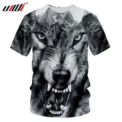 UJWI 3d Crazy Wolf принтованная мужская футболка Летняя приталенная Повседневная футболка мужская хип-хоп Уличная панк Stlye с коротким рукавом