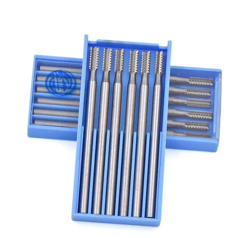 6pcs Steel Burs Cylinder 36 End Mill Engraving Bits Rotary Burrs