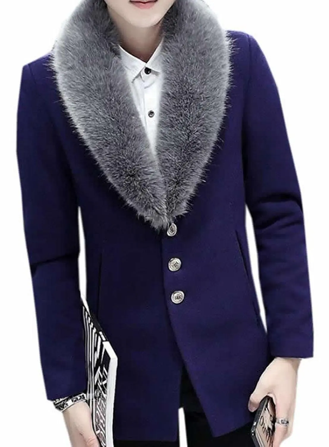 Lyst River Island Navy Wool Blend Faux Fur Collar Coat In Blue Armani Double Ted Pea Coat In Cashmere With Faux Fur Collar P1b53 Ik974 Whole Hot