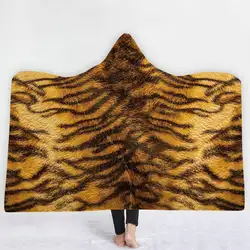 Взрывной Зебра леопардовая расцветка 3D с цифровым принтом с капюшоном одеяло утепленный плащ Толстая двойной слой 130*150 150*200 v020