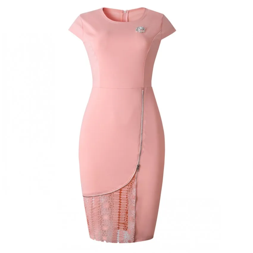 

2018 Summer Women Tight Elegant Ladies Sheath Office Dress Short Sleeve Lace Evening Party Tunic Femme Package Hip Robe Vestido