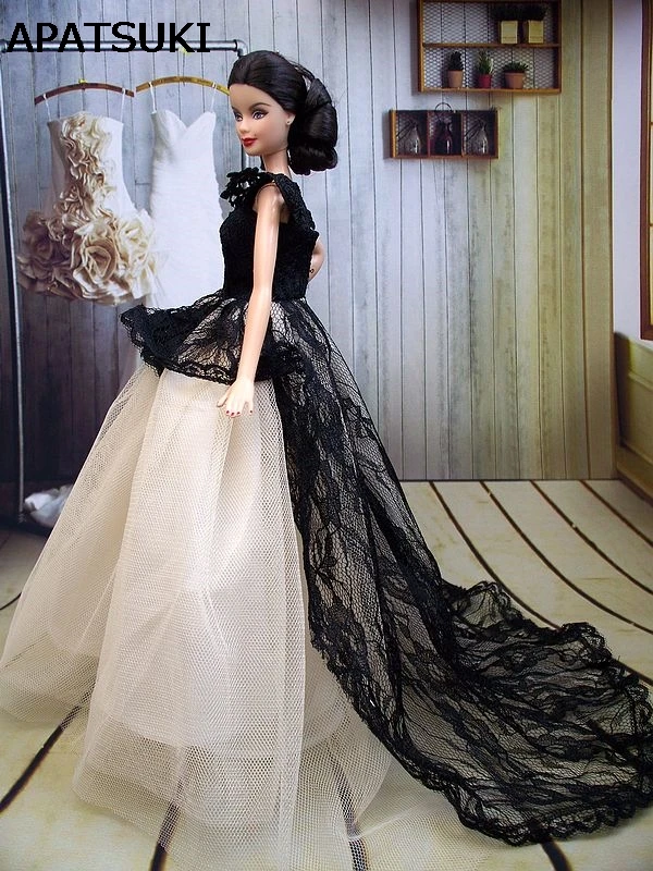 

Handmade Grace Lady Doll Dress Long Tail Evening Gown Clothes Lace Wedding Dress for Barbie Dolls Vestidos For 1/6 BJD Dolls