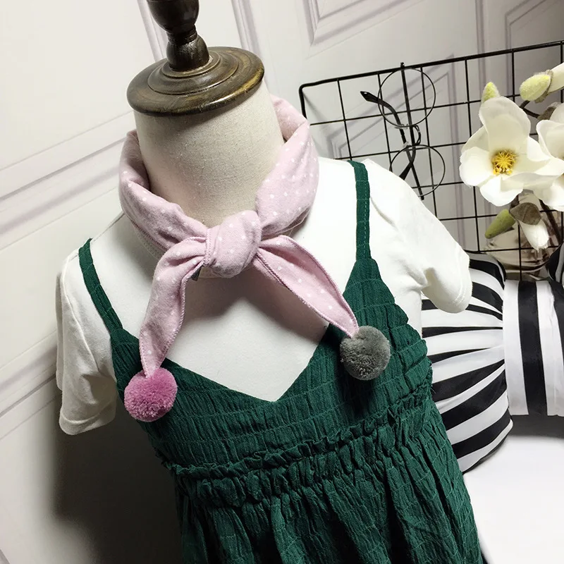 New Spring Autumn Girls Triangle Scarves Cotton and Linen Bibs Boys Girls Scarf Bibs Toddler Children Neck Wear Baby Scarf