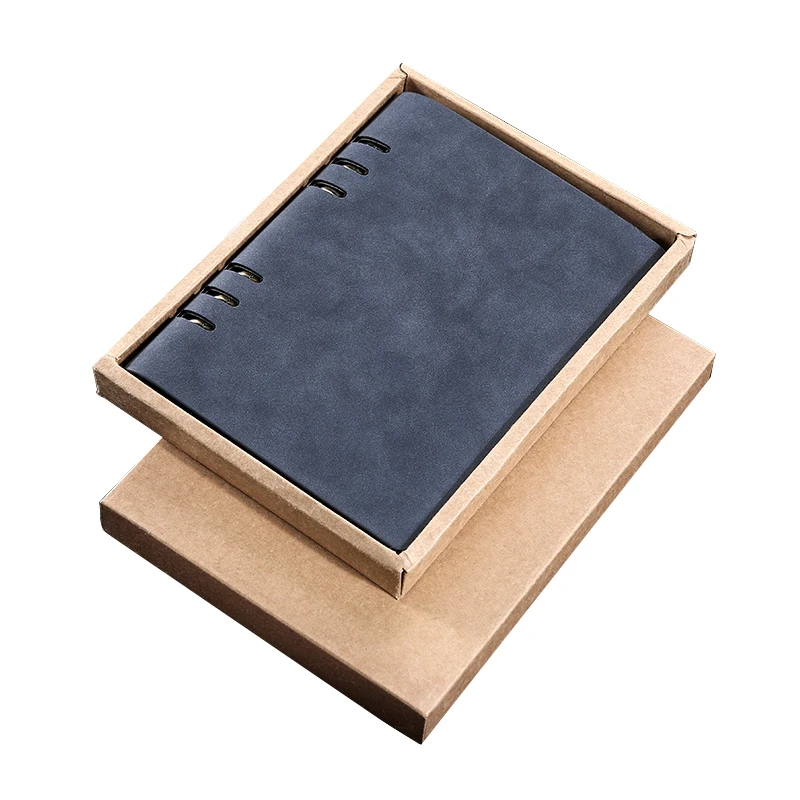 

Free Logo name Customized PU Matte Cover A5 Notebook Loose leaf Diary Spiral Memo Planner Office Leather 6 Rings Box Gift