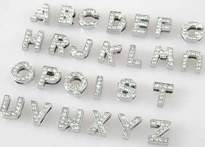 20 шт./лот, 10 мм, стразы для самостоятельной сборки, блестящие буквы "A-M можно выбрать каждую букву", подходят для брелков и браслетов