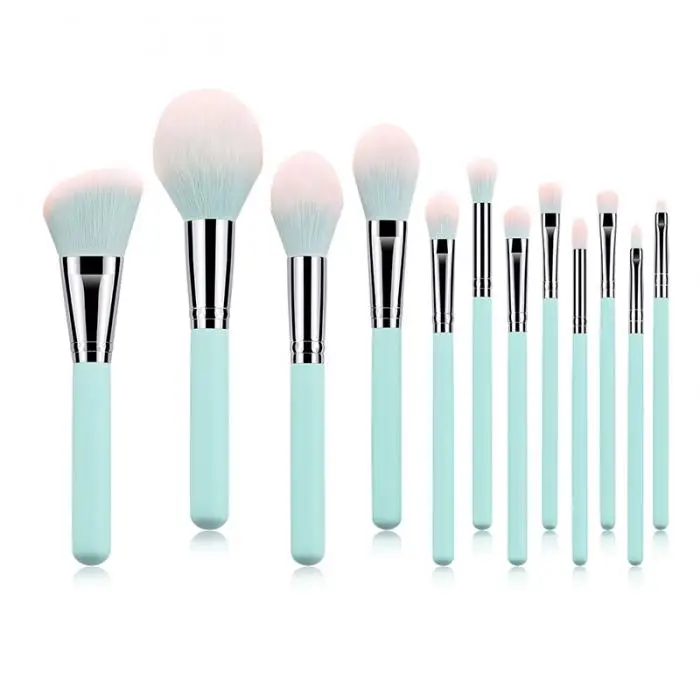 Pincéis de Maquiagem Sombra de Olho Conjunto Azul Claro Blush pó Ferramentas Cosméticas 88 12 Pçs 4 Aplicador de sombra