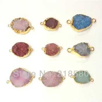 

H-DPB01 Asymmetric Shape Mix Color Natural Druzy Jewelry Findings Agates Bracelet Connectors Charms RANDOM IN SHAPE