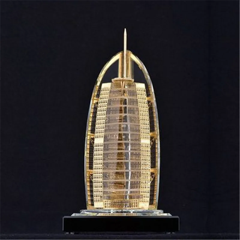 Duba Burj Al Arab Хрустальная модель здания, инкрустированная золотом, сувенирное украшение для путешествий, индивидуальные украшения для гостиной X2124