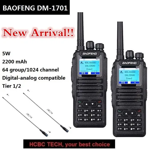 Новое поступление Baofeng DM-1701 DMR цифровая рация UHF VHF Мобильный приемопередатчик питьевой CB радио совместимый Motolora Tier I/II - Цвет: add antenna