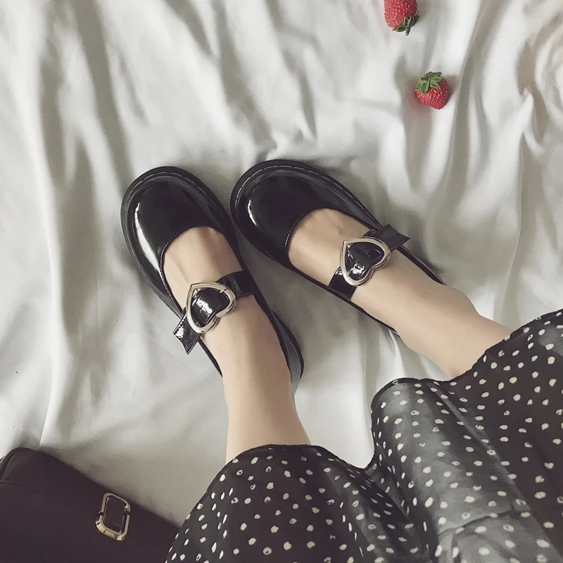 Черные кожаные лоферы в японском стиле для школьниц; Винтажная обувь Mary Jane