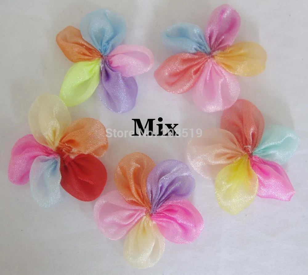 

FZ0030 Multicolor 200pcs Fabric Flower 50mm&2" Organza Ribbons Hair Accessories