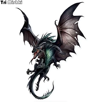 

Tri Mishki WCS740 12*16.5cm Pterosaur Awesome Dragon car sticker PVC coloful Decals Motorcycle Accessories sticker office home