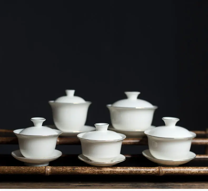 Wizamony Новый стиль Белый Керамический Китайский стиль кунгфу Gaiwan посуда для напитков чайная чаша чайный сервиз фарфоровый Пуэр зеленый чай
