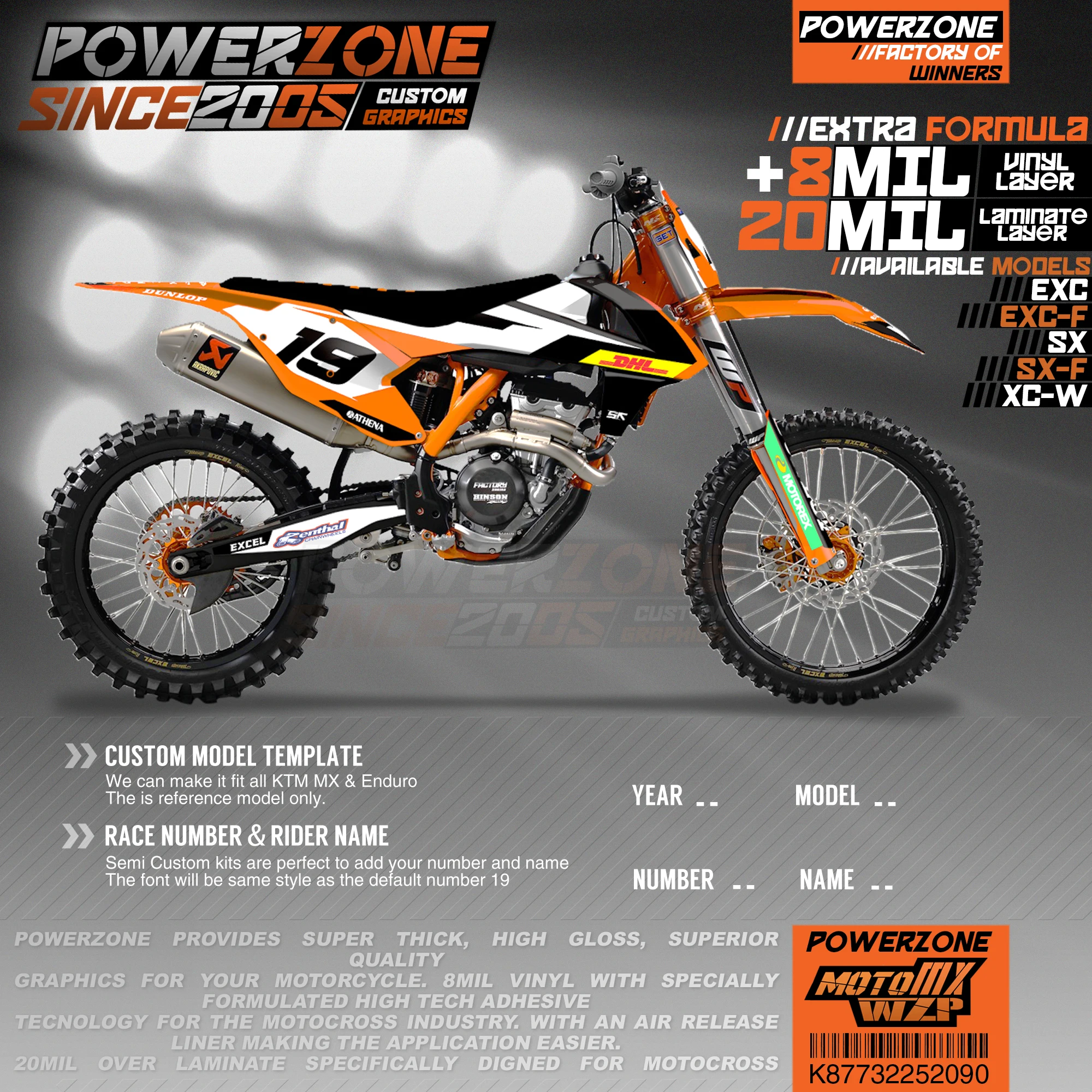 Персонализированные графические фоны PowerZone Team наклейки 3M Набор наклеек для KTM SX SXF