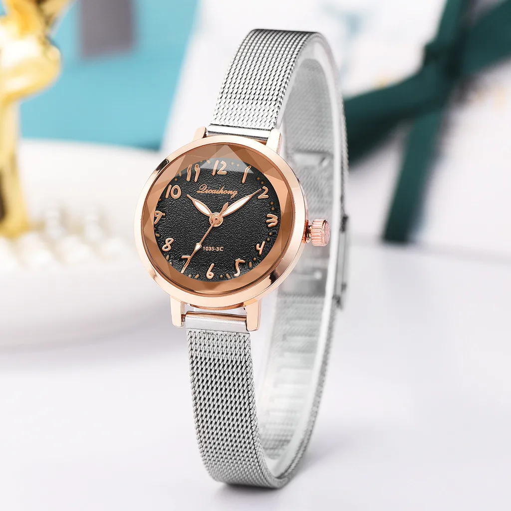 Женские матовые часы orologio donna стильные и простые цифровые с серебряной сеткой