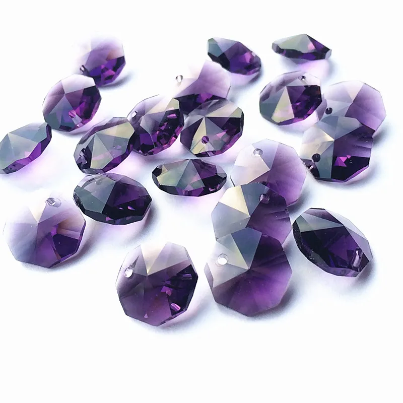 14mm Violet Octagonal Bead Curtain DIY Material Window Car Decorate Accessories Chandelier Crystal Prisms Hanging Pendant Parts | Лампы и
