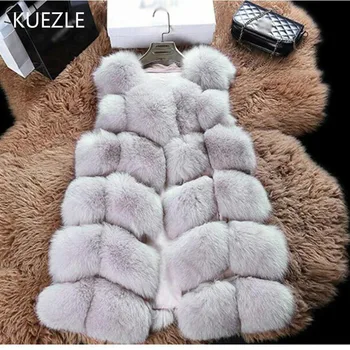 

KUEZLE 2018 New Fashion Faux Fur Coat Winter Women Casual Slim Sleeveless Faux Fox Fur Vest Winter Jacket Women casaco feminino