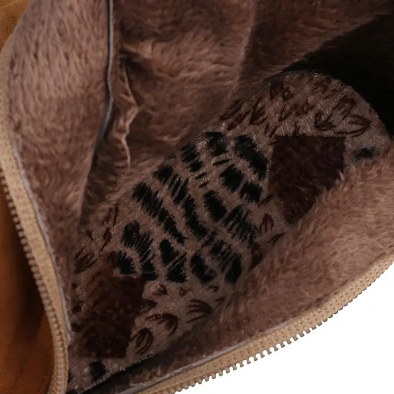 Cena KemeKiss kobiety platformy buty na wysokim obcasie zamek buty za kolano okrągłe Toe ciepłe futrzane buty kobiety urząd Lady obuwie rozmiar 33 43