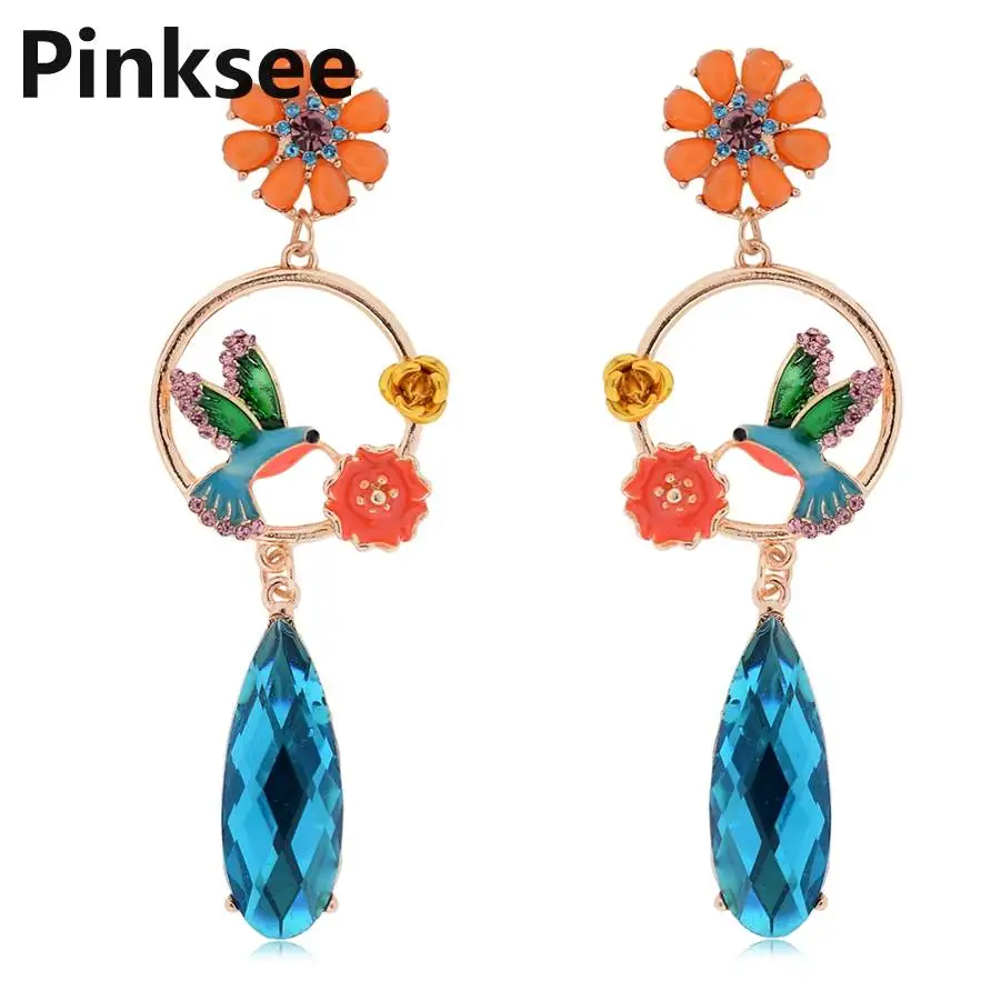 

Girls Multiple Bird Flower Earrings Retro Metal Fashion Abstract Hollow Out Circle Dangle Earrings New Butterfly earrings 2019