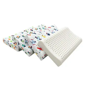 

Natural Latex Baby Pillow Children Kids Neck Shaping Protect Thin Pillows Colorful Cartoon Character Animals Pillowcase 44*27cm