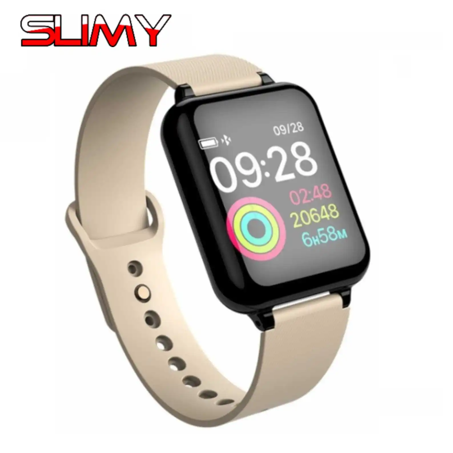 

Slimy B57 Smart Watch Bluetooth Heart Rate Blood Pressure Oxygen Monitor Alarm Clock Men Women Smart Watch for Apple Watch