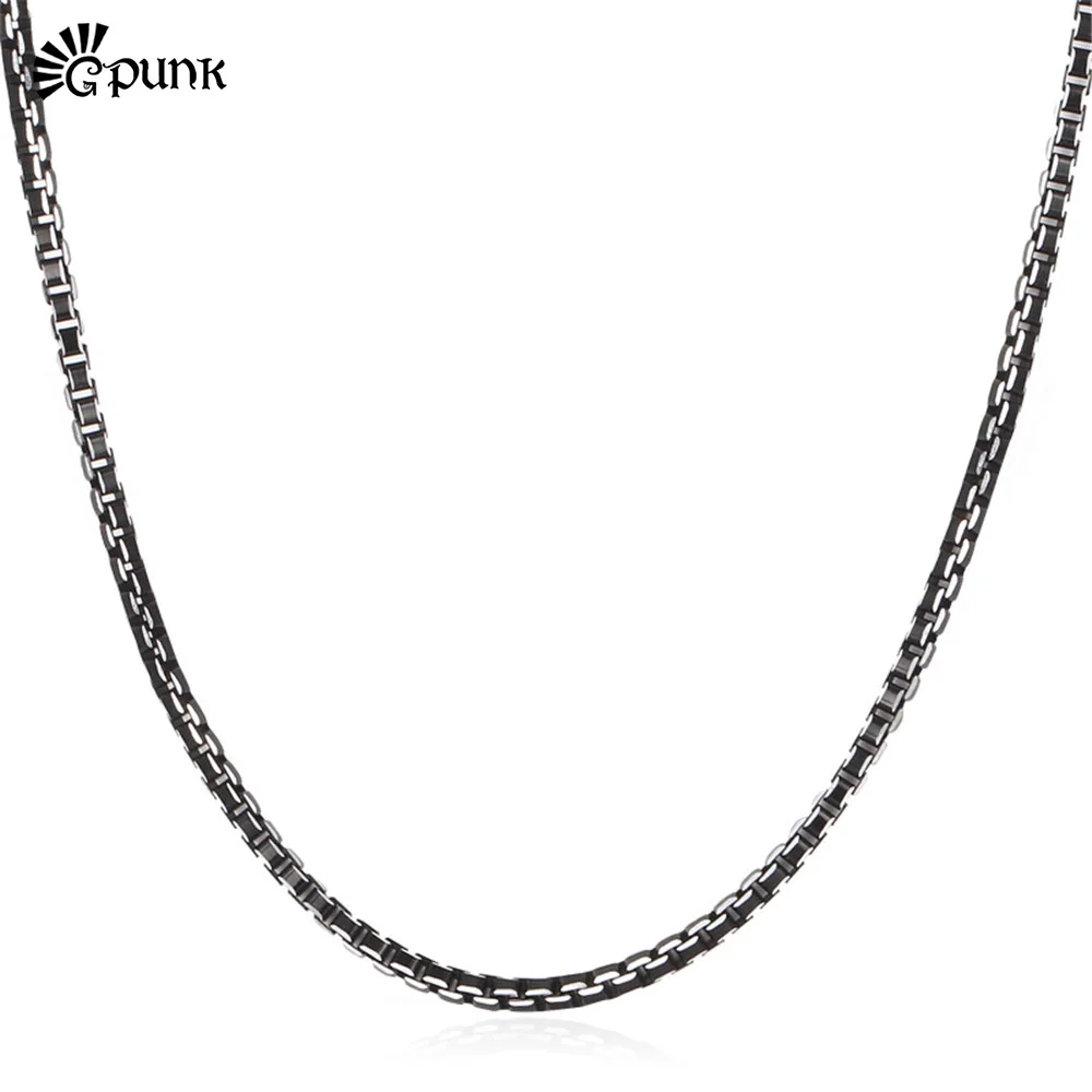 Black Box Chain 3mm Trendy Necklace For Men High Quality Mens Boys