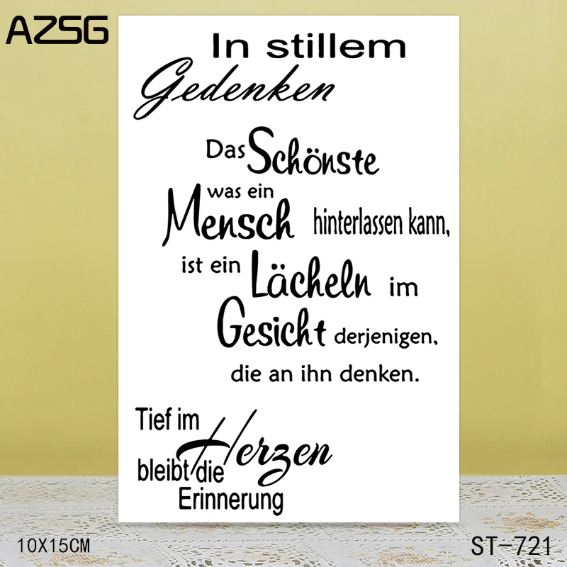 

AZSG German Style Blessings Clear Stamps/Seals For DIY Scrapbooking/Card Making/Album Decorative Silicone Stamp Craft