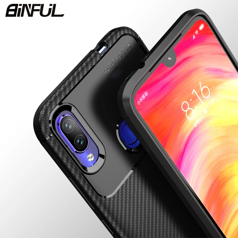 Для Xiaomi Redmi Note 7 чехол из углеродного волокна Мягкий Силиконовый противоударный