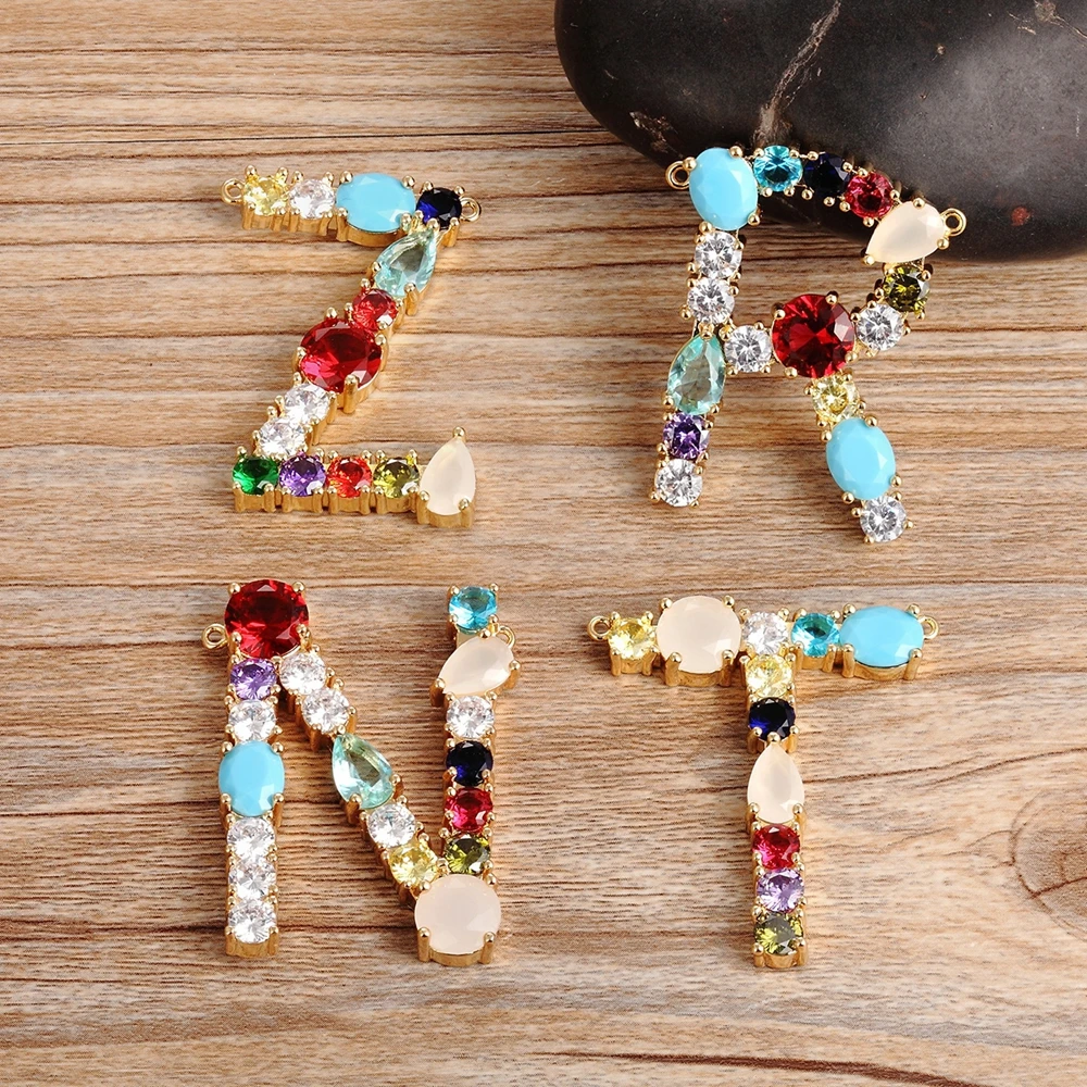 High Quality Wholesale 26 Letters Multi-color CZ Necklace DIY Copper Pendant Women Girls Fine Party Jewelry Best Family Gifts - Image 5