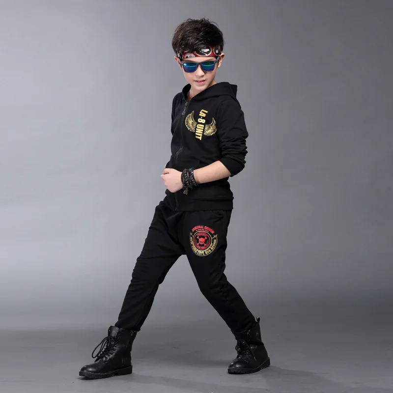 

Children Clothing Sets 2017 Autumn Kids Clothes sport suit full sleeves blouse + black gold pants suits Kids tracksuits 6-14Ys