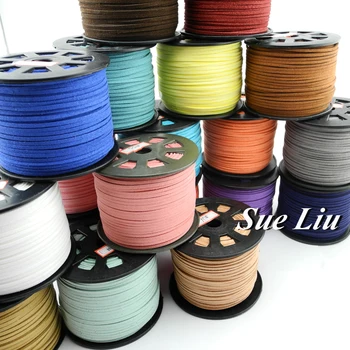 

2.7mm Flat Faux Suede Velvet Leather Cord for friendship bracelet - 100 Yards each spool
