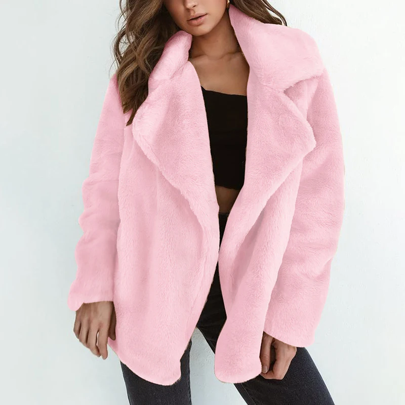 Элегантное женское пальто из искусственного меха, новая осенняя зимняя теплая куртка, женская мягкая плюшевая меховая верхняя одежда, повседневное пальто большого размера XXXL