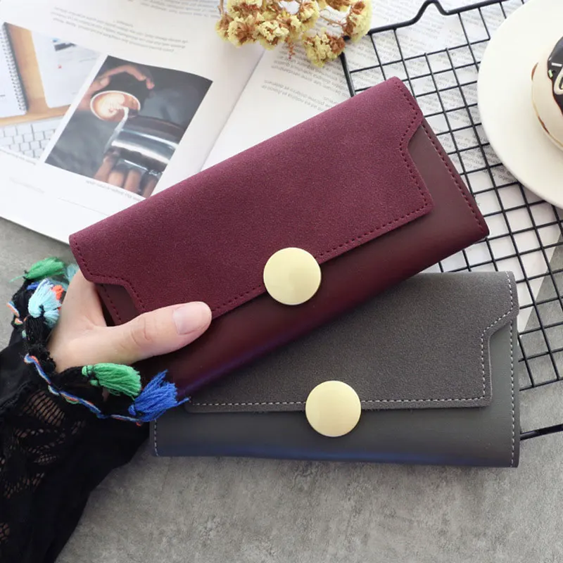

Ladies Girls Vintage Clutch Wallets Card Holder Hasp Purses Simple Fashion Women Female Wallet PU Leather Long Purse AB@W3