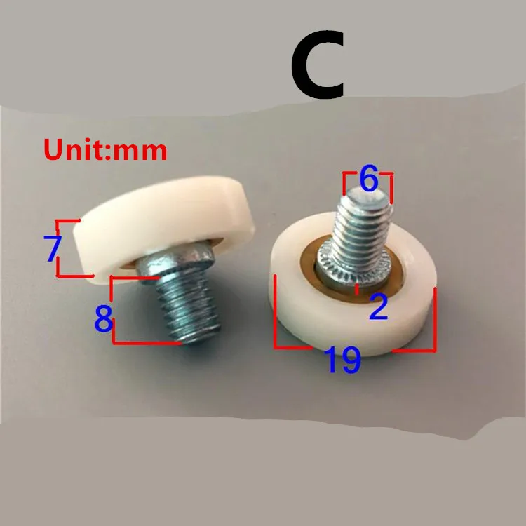 RLECS 8pcs Diameter 19mm Bearing Nylon Small Pulley Drawer Pulley Door Furniture Cabinet Pulley Positioning Roller File Cabinet Pulley