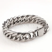 20 мм сильный 316L Нержавеющая сталь Polsih серебро Снаряженная Кубинский цепи мужские браслет ювелирных изделий