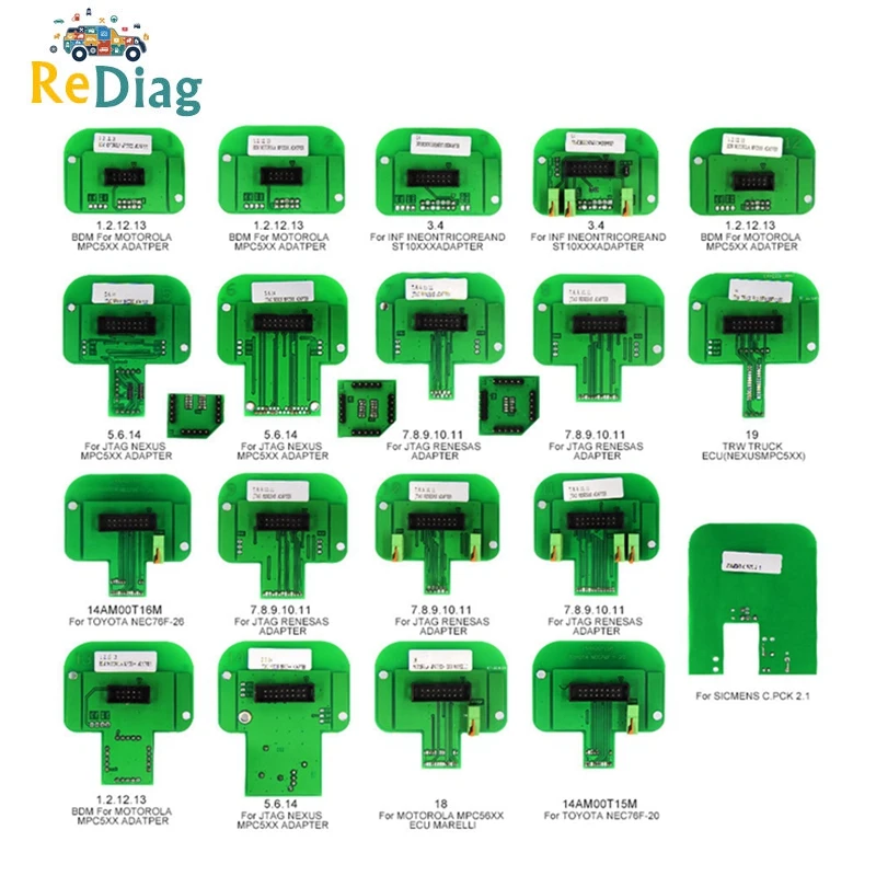 

BDM Probe 22pcs Full Adapters For Dimsport Denso, Marelli, Bosch, Siemens Works LED BDM Frame ECU Programming Tool