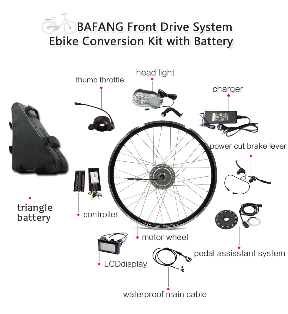 Мощный BAFANG 48V 350W 500W электрический мотор-колесо комплект для переоборудования электрического велосипеда с Батарея 48V 20ah 26ah 8FUN уд/мин мотор для центрального движения колеса