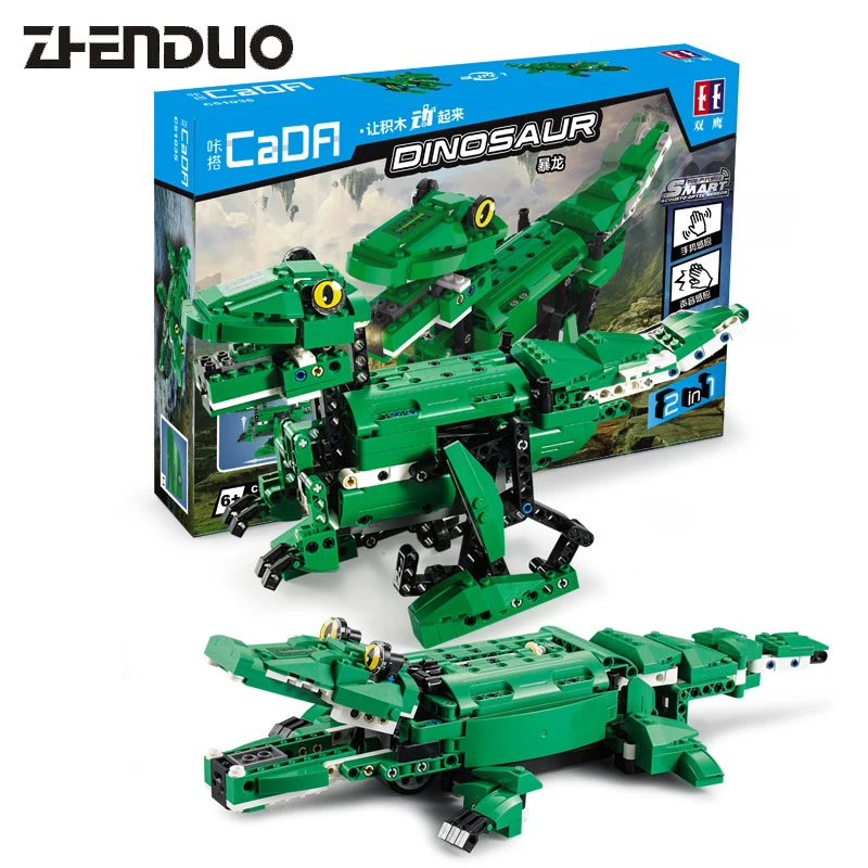 

ZhenDuo Toys 2 In 1 Electric RC Remote Control Moving Dinosaur Tyrannosaurus BuildingBlocks Assembling Toy