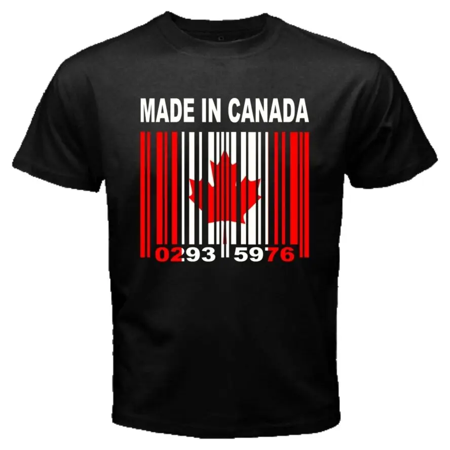 

MADE IN CANADA Canadian Toronto Montreal Flag CUSTOM BARCODE NUMBERS T-shirt Y83