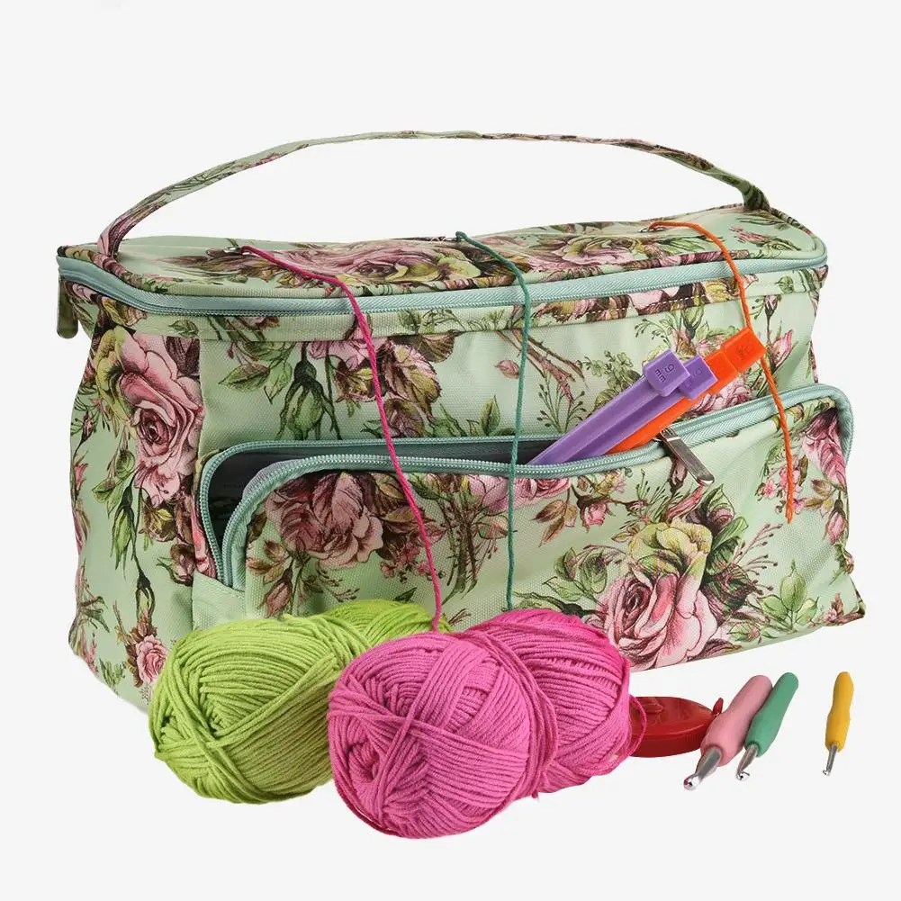 Knitting Bag Home Daily Wool Yarn Crochet Sewing Needle Handbag Weaving Tool Tote Sewing Storage Crochet Bag