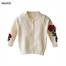 Milancel/ Детские вязаные свитера свитер для девочек с аппликацией розы осенняя одежда для малышей Кардиган для маленьких девочек Детская верхняя одежда