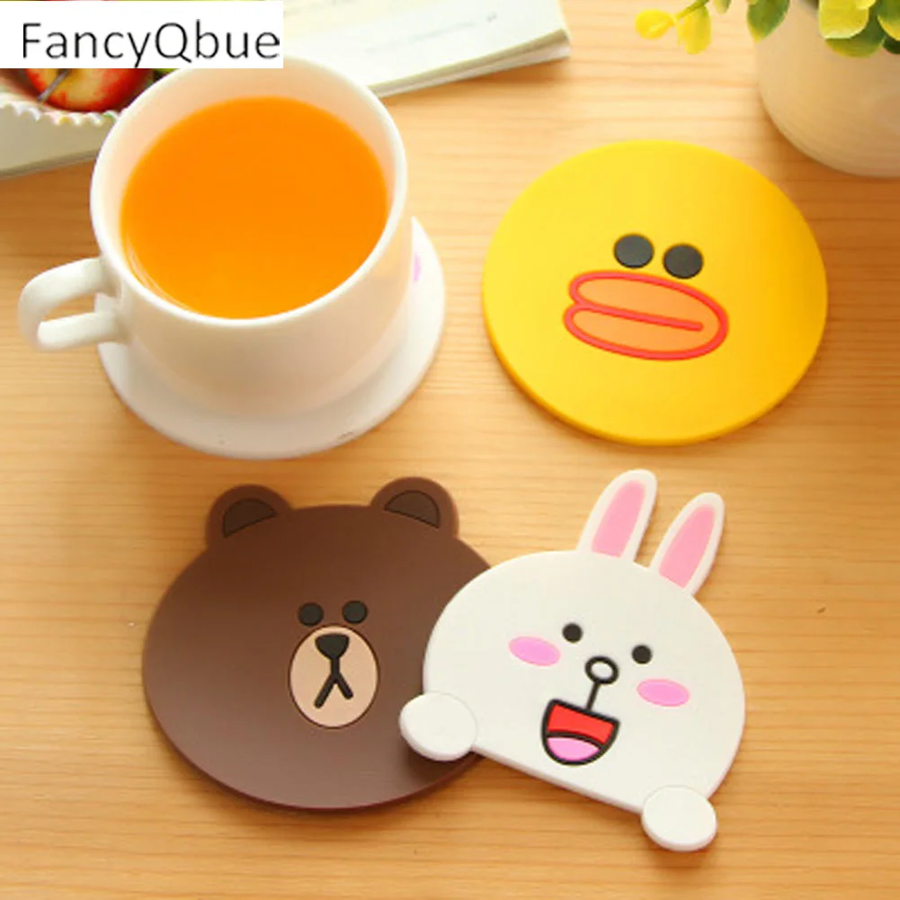 

1PC Cute Cartoon Thick PVC Placemat Slip- resistance Coaster Insulated Silicone Pad Creative Home Supplies
