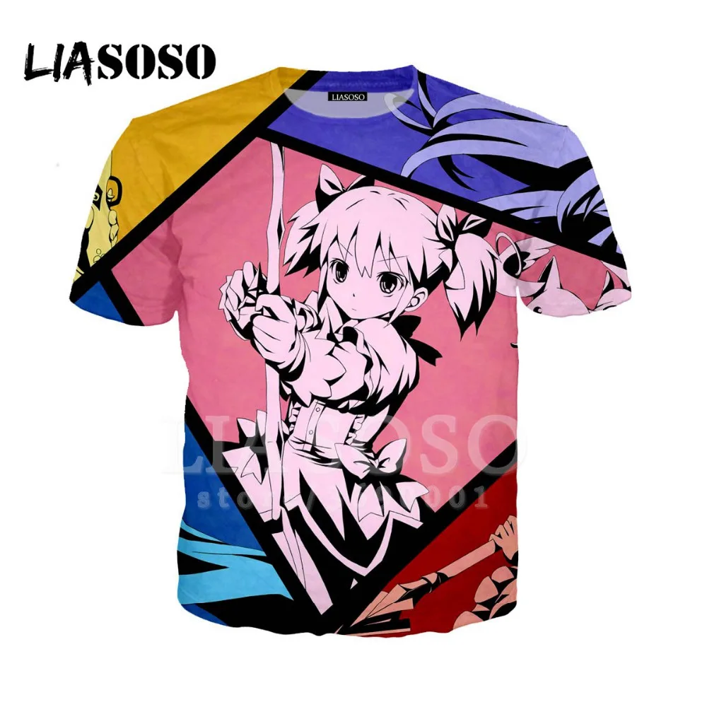 

LIASOSO 3D Print Women Men Anime Puella Magi Madoka Magica T shirt Summer T-shirt Casual High-quality Style Cool Tops X1498